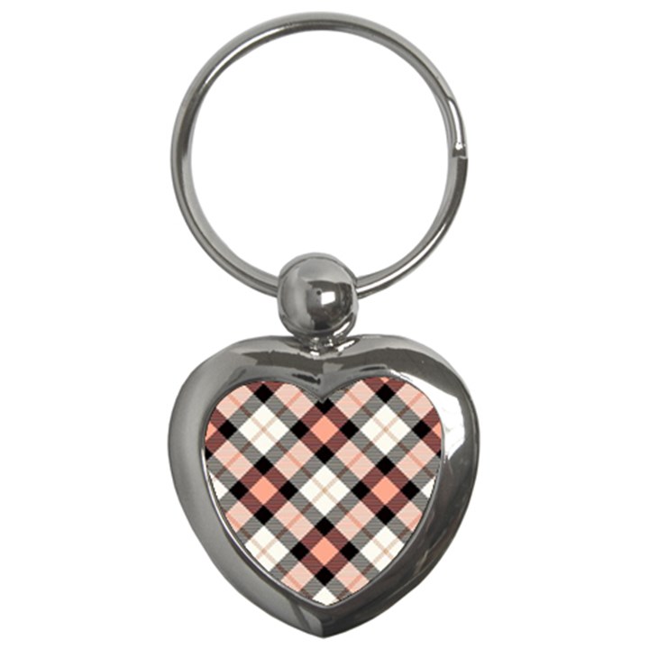 Smart Plaid Peach Key Chains (Heart) 