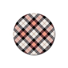 Smart Plaid Peach Rubber Coaster (round)  by ImpressiveMoments