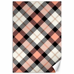 Smart Plaid Peach Canvas 12  X 18   by ImpressiveMoments