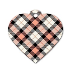 Smart Plaid Peach Dog Tag Heart (one Side) by ImpressiveMoments