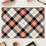 Smart Plaid Peach Cosmetic Bag (XXXL)  Back