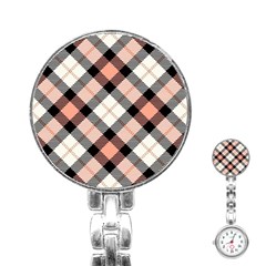 Smart Plaid Peach Stainless Steel Nurses Watches by ImpressiveMoments