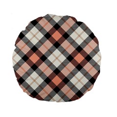 Smart Plaid Peach Standard 15  Premium Flano Round Cushions by ImpressiveMoments