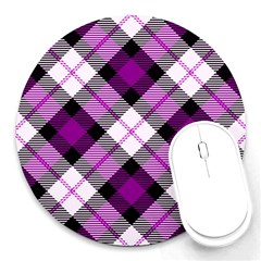 Smart Plaid Purple Round Mousepads by ImpressiveMoments