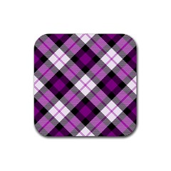 Smart Plaid Purple Rubber Coaster (square)  by ImpressiveMoments