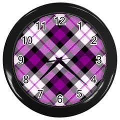 Smart Plaid Purple Wall Clocks (black) by ImpressiveMoments