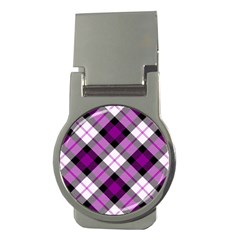 Smart Plaid Purple Money Clips (round)  by ImpressiveMoments