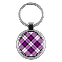 Smart Plaid Purple Key Chains (round)  by ImpressiveMoments