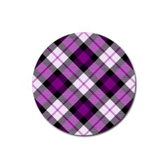 Smart Plaid Purple Rubber Coaster (round)  by ImpressiveMoments