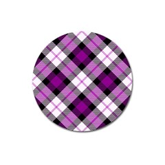 Smart Plaid Purple Magnet 3  (round) by ImpressiveMoments