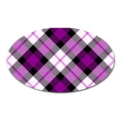 Smart Plaid Purple Oval Magnet by ImpressiveMoments