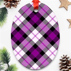 Smart Plaid Purple Oval Ornament (two Sides) by ImpressiveMoments