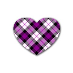 Smart Plaid Purple Rubber Coaster (heart)  by ImpressiveMoments