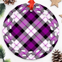 Smart Plaid Purple Round Filigree Ornament (2side) by ImpressiveMoments