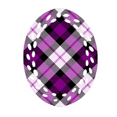 Smart Plaid Purple Oval Filigree Ornament (2-side)  by ImpressiveMoments