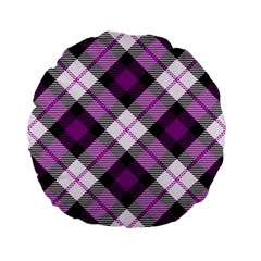 Smart Plaid Purple Standard 15  Premium Flano Round Cushions by ImpressiveMoments