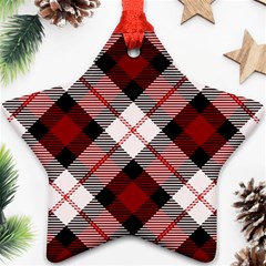 Smart Plaid Red Star Ornament (two Sides)  by ImpressiveMoments