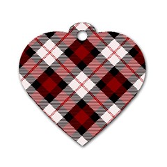 Smart Plaid Red Dog Tag Heart (two Sides) by ImpressiveMoments