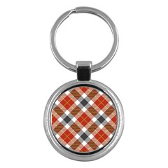 Smart Plaid Warm Colors Key Chains (round)  by ImpressiveMoments