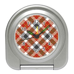 Smart Plaid Warm Colors Travel Alarm Clocks by ImpressiveMoments