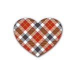 Smart Plaid Warm Colors Heart Coaster (4 pack)  Front