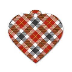 Smart Plaid Warm Colors Dog Tag Heart (two Sides) by ImpressiveMoments