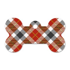 Smart Plaid Warm Colors Dog Tag Bone (one Side) by ImpressiveMoments