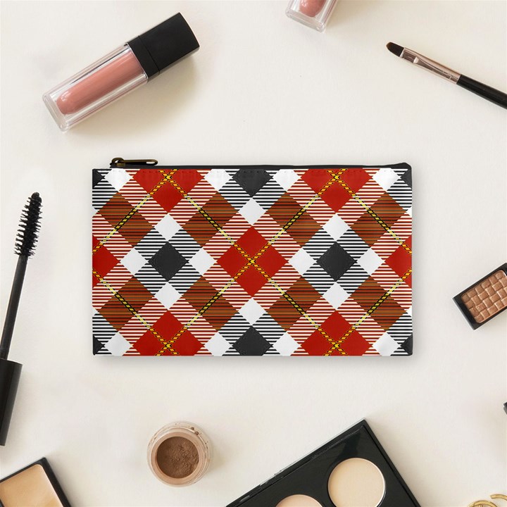 Smart Plaid Warm Colors Cosmetic Bag (Small) 