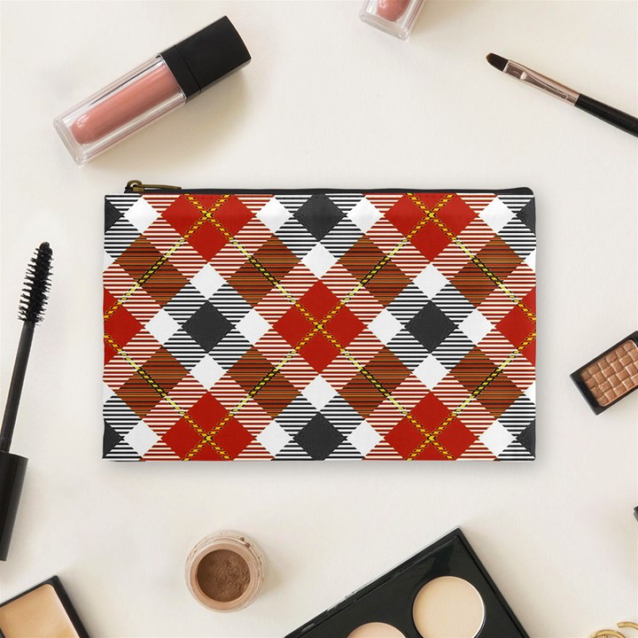 Smart Plaid Warm Colors Cosmetic Bag (Medium) 