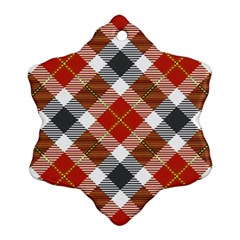 Smart Plaid Warm Colors Snowflake Ornament (2-side) by ImpressiveMoments