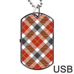 Smart Plaid Warm Colors Dog Tag Usb Flash (two Sides)  by ImpressiveMoments