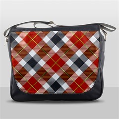 Smart Plaid Warm Colors Messenger Bags by ImpressiveMoments