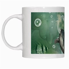 Funny Dswimming Dolphin White Mugs