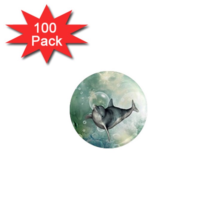 Funny Dswimming Dolphin 1  Mini Magnets (100 pack) 