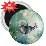 Funny Dswimming Dolphin 3  Magnets (10 pack)  Front