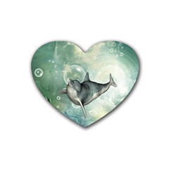 Funny Dswimming Dolphin Rubber Coaster (heart) 