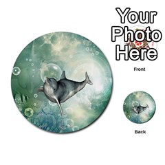 Funny Dswimming Dolphin Multi-purpose Cards (round) 