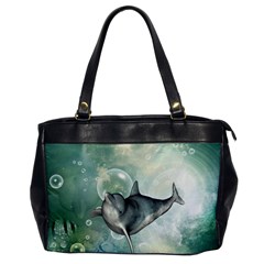 Funny Dswimming Dolphin Office Handbags