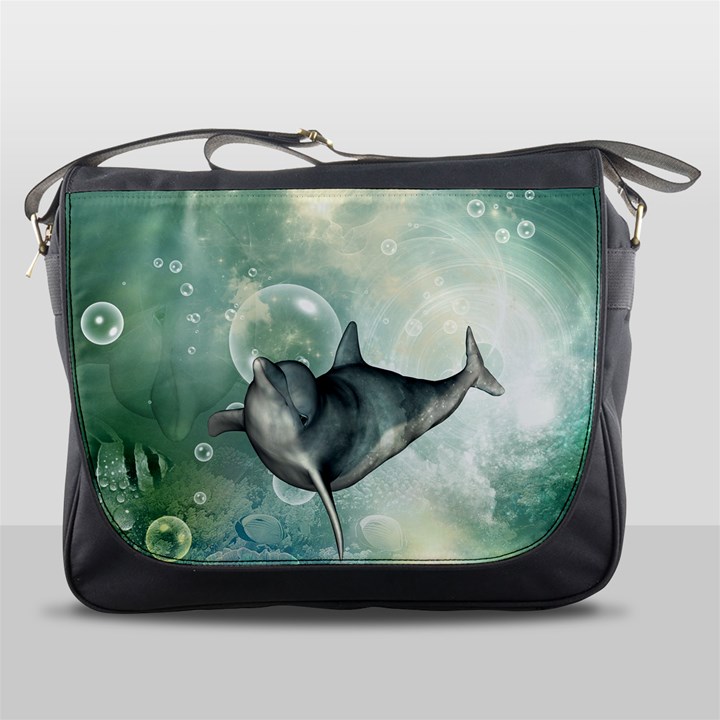 Funny Dswimming Dolphin Messenger Bags