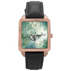 Funny Dswimming Dolphin Rose Gold Watches