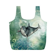 Funny Dswimming Dolphin Full Print Recycle Bags (m) 