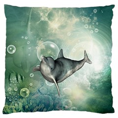 Funny Dswimming Dolphin Standard Flano Cushion Cases (two Sides) 