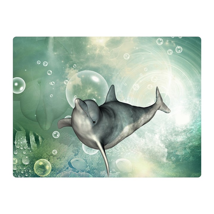 Funny Dswimming Dolphin Double Sided Flano Blanket (Mini) 