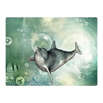 Funny Dswimming Dolphin Double Sided Flano Blanket (Mini)  35 x27  Blanket Back