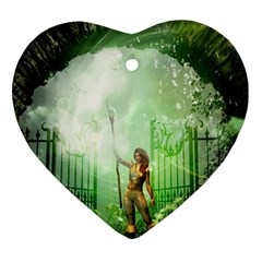 The Gate In The Magical World Heart Ornament (2 Sides) by FantasyWorld7