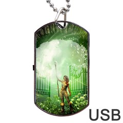 The Gate In The Magical World Dog Tag Usb Flash (one Side) by FantasyWorld7