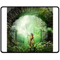 The Gate In The Magical World Double Sided Fleece Blanket (medium)  by FantasyWorld7