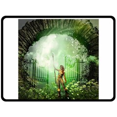 The Gate In The Magical World Double Sided Fleece Blanket (large)  by FantasyWorld7