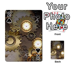 Steampunk, Golden Design With Clocks And Gears Playing Cards 54 Designs  by FantasyWorld7