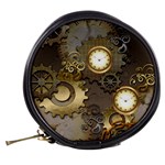 Steampunk, Golden Design With Clocks And Gears Mini Makeup Bags Back